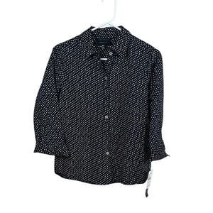 Foxcroft Black Polka Dot Blouse size 6P NWT